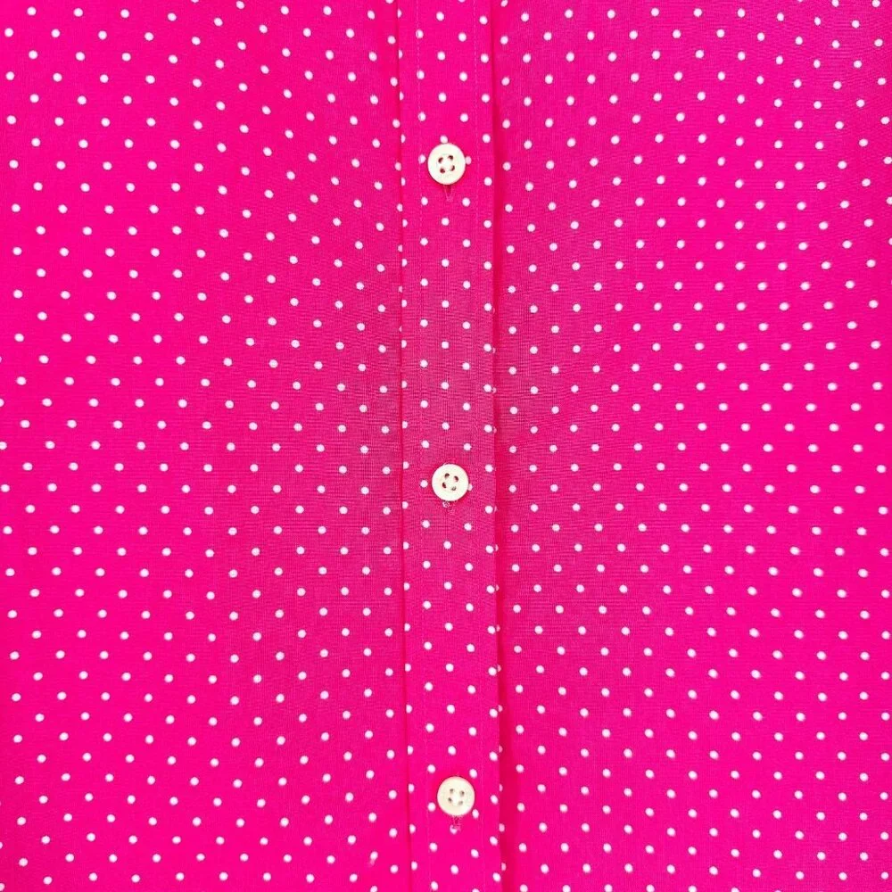 Lauren Ralph Lauren Black Label Long Sleeve Button-Up Pink w/Polka Dot Women XL - Picture 4 of 6